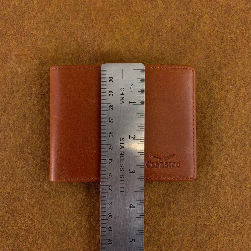 Claasico Mens OS Brown Leather Bifold ID Window Wallet New